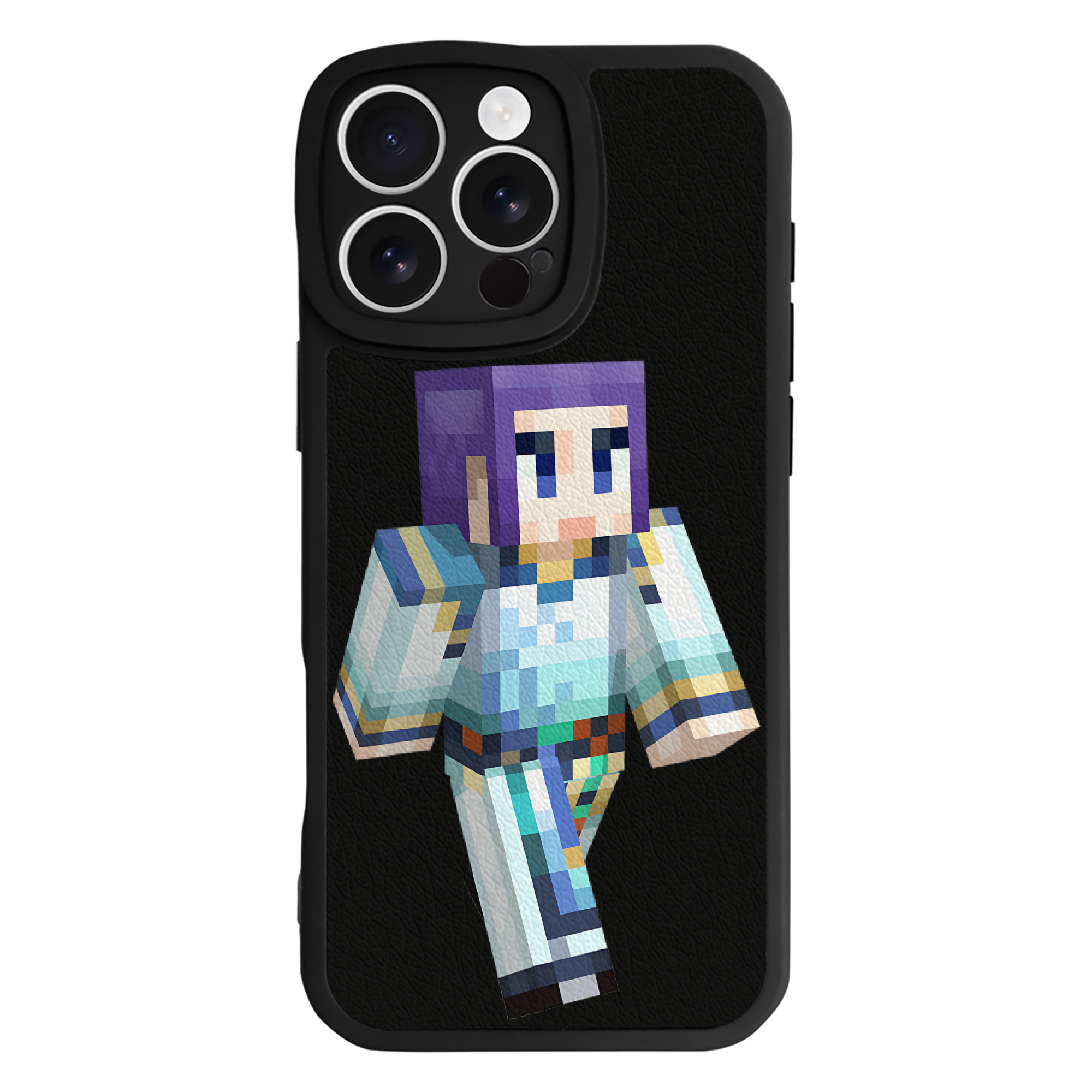 （画像用） マインクラフト ブロックの世界 Minecraft MC Block world 【iPhone 16シリーズ対応】シリコンスマホケース（レザー調） 材質：シリコン